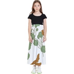 Nasturtium Flower Plant Leaves Kids  Flared Maxi Skirt