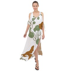 Nasturtium Flower Plant Leaves Maxi Chiffon Cover Up Dress