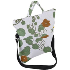 Nasturtium Flower Plant Leaves Fold Over Handle Tote Bag