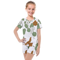 Nasturtium Flower Plant Leaves Kids  Mesh T-shirt And Shorts Set