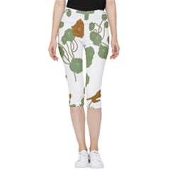 Nasturtium Flower Plant Leaves Inside Out Lightweight Velour Capri Leggings 