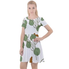 Nasturtium Flower Plant Leaves Cap Sleeve Velour Dress 