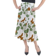 Nasturtium Flower Plant Leaves Midi Mermaid Skirt