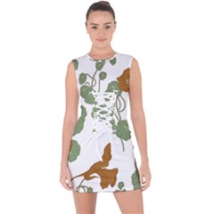 Nasturtium Flower Plant Leaves Lace Up Front Bodycon Dress