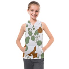 Nasturtium Flower Plant Leaves Kids  Sleeveless Hoodie by Maspions