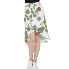 Nasturtium Flower Plant Leaves Frill Hi Low Chiffon Skirt