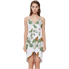 Nasturtium Flower Plant Leaves Wrap Frill Dress