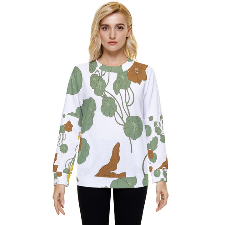 Nasturtium Flower Plant Leaves Hidden Pocket Sweatshirt