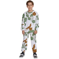 Nasturtium Flower Plant Leaves Kids  Sweatshirt Set by Maspions