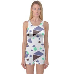 Seamless Pattern Geometric Texture One Piece Boyleg Swimsuit