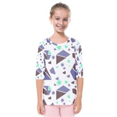 Seamless Pattern Geometric Texture Kids  Quarter Sleeve Raglan T-shirt