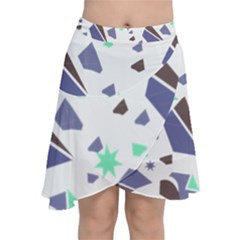 Seamless Pattern Geometric Texture Chiffon Wrap Front Skirt