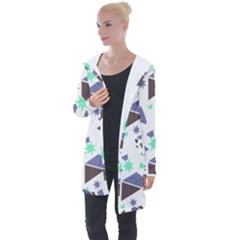 Seamless Pattern Geometric Texture Longline Hooded Cardigan