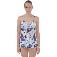 Seamless Pattern Geometric Texture Babydoll Tankini Set