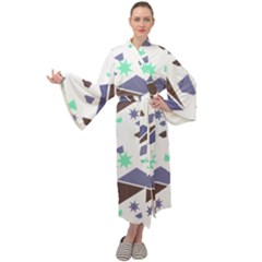 Seamless Pattern Geometric Texture Maxi Velvet Kimono