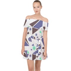 Seamless Pattern Geometric Texture Off Shoulder Chiffon Dress