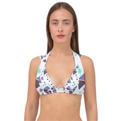 Seamless Pattern Geometric Texture Double Strap Halter Bikini Top