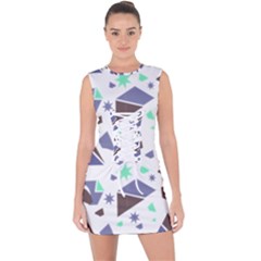 Seamless Pattern Geometric Texture Lace Up Front Bodycon Dress