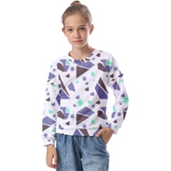 Seamless Pattern Geometric Texture Kids  Long Sleeve T-shirt With Frill 