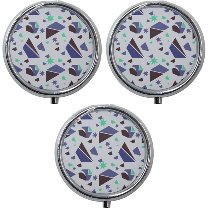 Seamless Pattern Geometric Texture Mini Round Pill Box (Pack of 3)