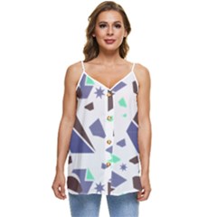 Seamless Pattern Geometric Texture Casual Spaghetti Strap Chiffon Top