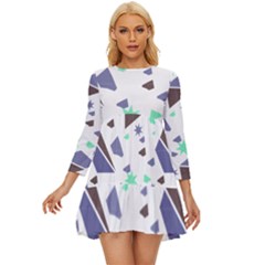 Seamless Pattern Geometric Texture Long Sleeve Babydoll Dress