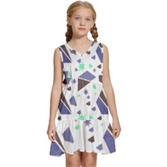 Seamless Pattern Geometric Texture Kids  Sleeveless Tiered Mini Dress