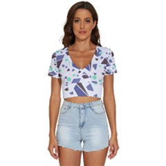 Seamless Pattern Geometric Texture V-neck Crop Top