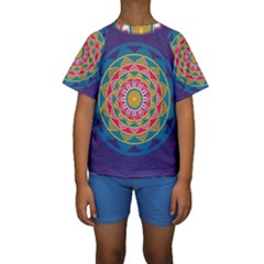 Abstract Digital Artwork Kids  Short Sleeve Swimwear