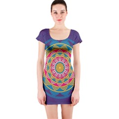 Abstract Digital Artwork Short Sleeve Bodycon Dress