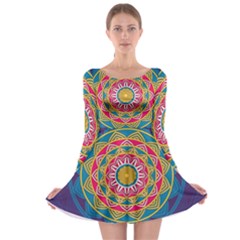 Abstract Digital Artwork Long Sleeve Skater Dress