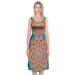 Abstract Digital Artwork Midi Sleeveless Dress