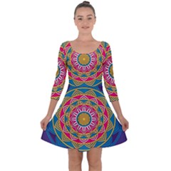 Abstract Digital Artwork Quarter Sleeve Skater Dress