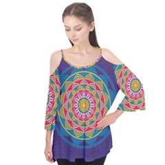 Abstract Digital Artwork Flutter Sleeve T-shirt 