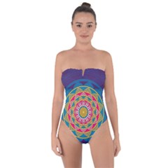 Abstract Digital Artwork Tie Back One Piece Swimsuit