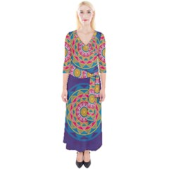 Abstract Digital Artwork Quarter Sleeve Wrap Maxi Dress