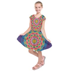 Abstract Digital Artwork Kids  Short Sleeve Dress