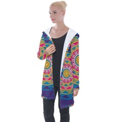 Abstract Digital Artwork Longline Hooded Cardigan