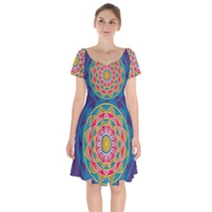 Abstract Digital Artwork Short Sleeve Bardot Dress