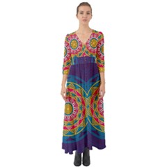 Abstract Digital Artwork Button Up Boho Maxi Dress