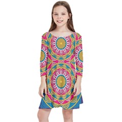 Abstract Digital Artwork Kids  Quarter Sleeve Skater Dress