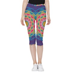 Abstract Digital Artwork Inside Out Lightweight Velour Capri Leggings 