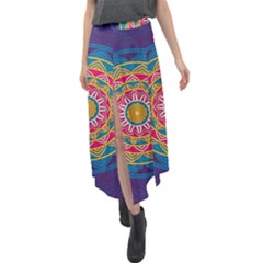 Abstract Digital Artwork Velour Split Maxi Skirt