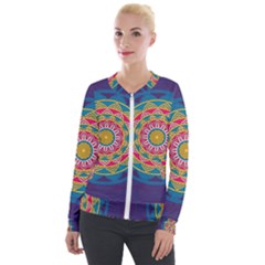 Abstract Digital Artwork Velvet Zip Up Jacket