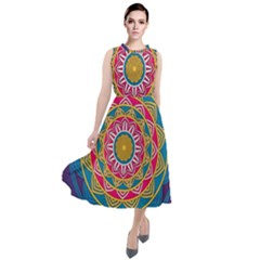 Abstract Digital Artwork Round Neck Boho Dress