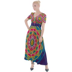 Abstract Digital Artwork Button Up Short Sleeve Maxi Dress by Maspions