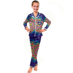 Abstract Digital Artwork Kids  Satin Long Sleeve Pajamas Set