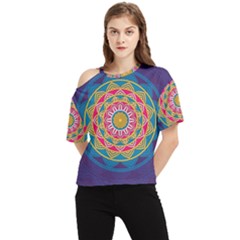 Abstract Digital Artwork One Shoulder Cut Out T-shirt