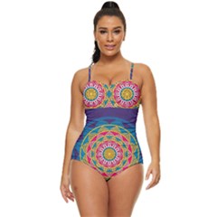 Abstract Digital Artwork Retro Full Coverage Swimsuit