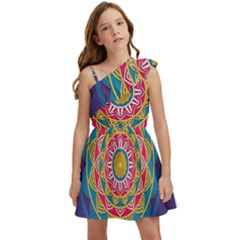 Abstract Digital Artwork Kids  One Shoulder Party Dress by Maspions